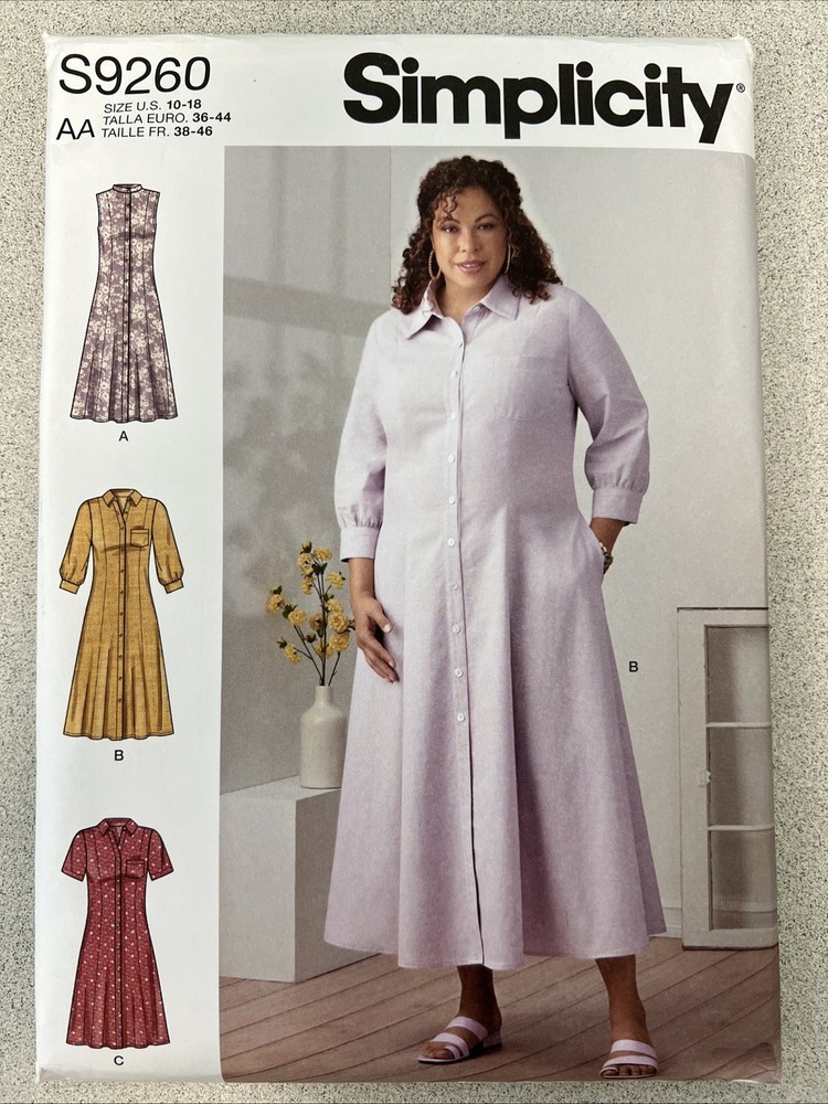 UNCUT Simplicity S9260 Misses Button Front Dresses AA (10-18) Sewing Pattern