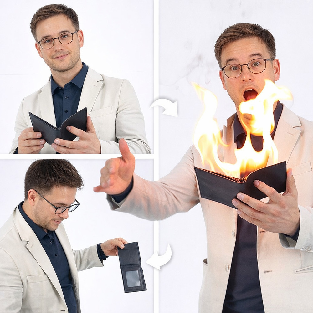 Fire Wallet Magic Trick Magician Prop