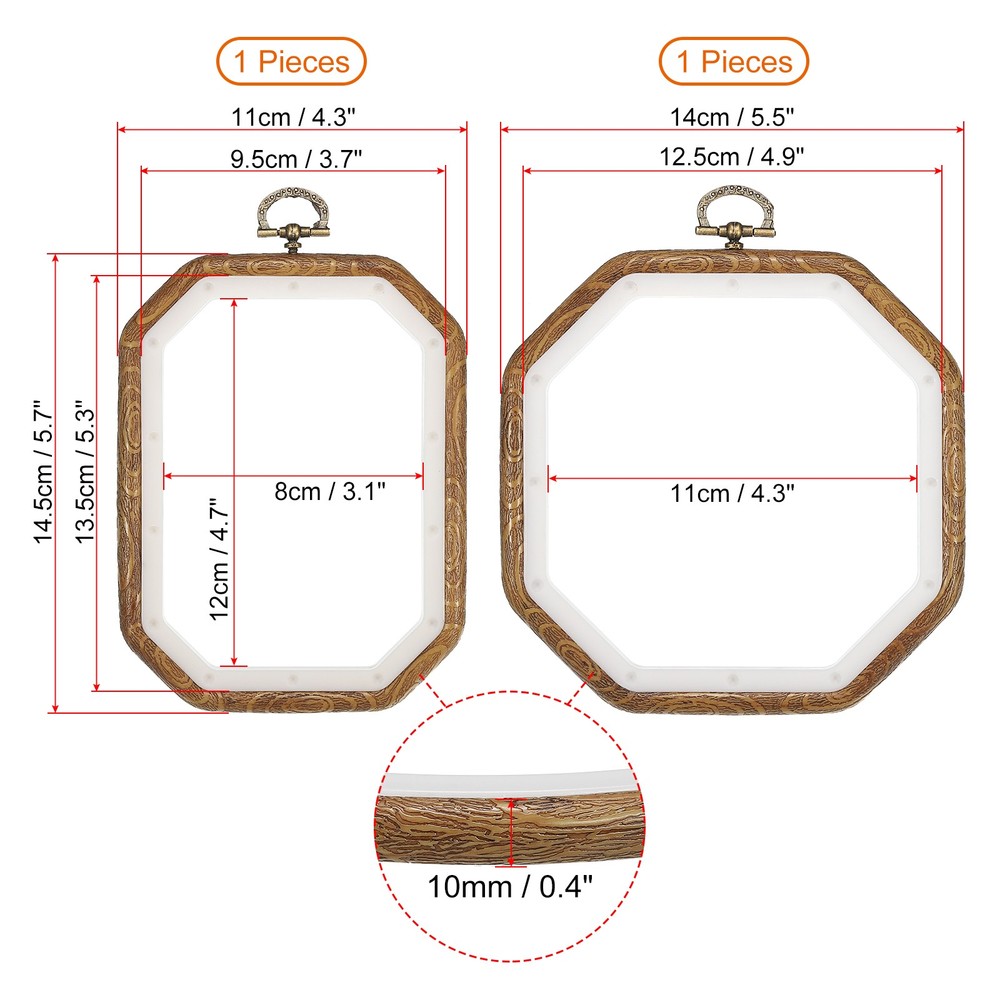 4pcs Embroidery Hoops Set Imitated Wood Frame Circle Oval Rectangular Octagonal