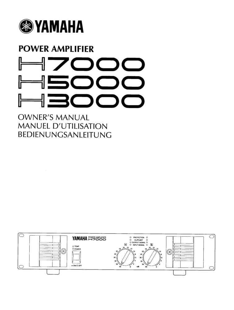 Yamaha H-7000 Amplifier Owners Manual