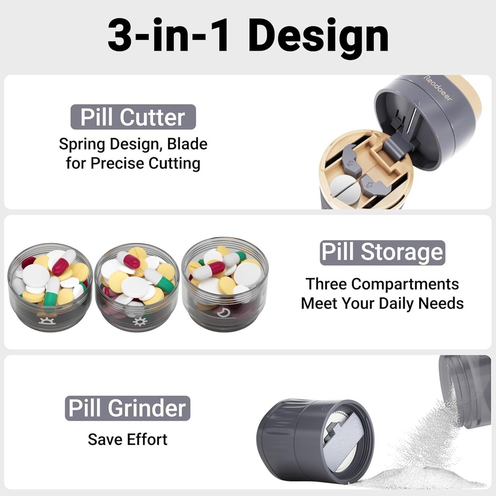Compact Pharmaceutical Organizer: Pill Cutter, Grinder & Waterproof Case