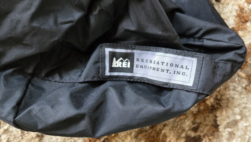 REI stuff sack. waterproof nylon, end flap and drawstring w/toggle closure