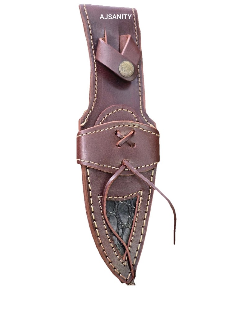 10” Custom Handmade 5" Fixed Blade Leather Sheath Vertical Knife Case Holster