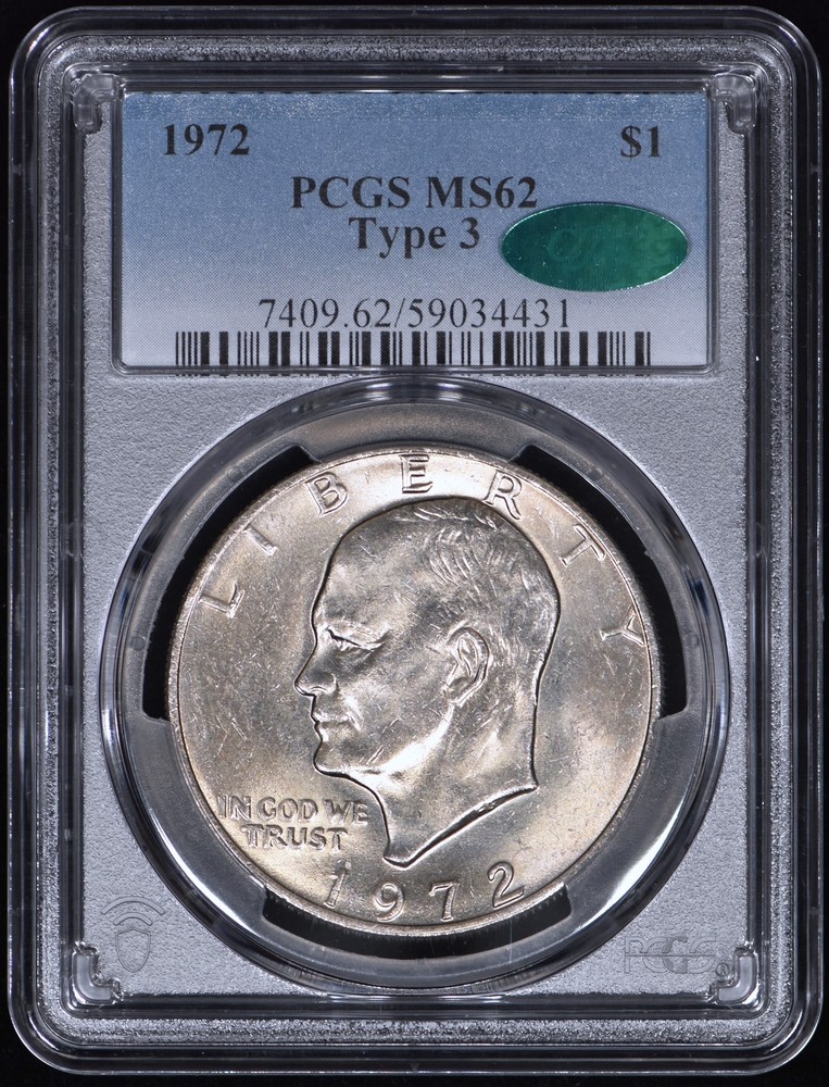 1972 Type 3 Ike Eisenhower Dollar $1 PCGS MS62 CAC - Sharp Coin!
