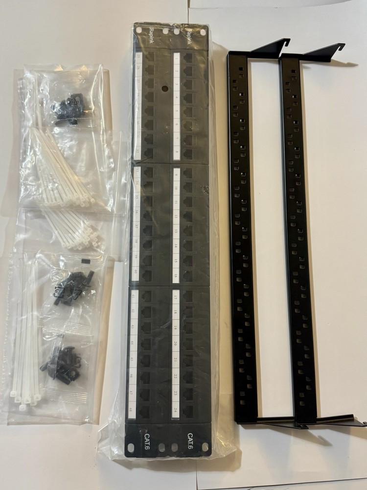 Patch Panel 48 Port Cat6 with Inline Keystone 10G Support, Pass-Thru Coupler 1U