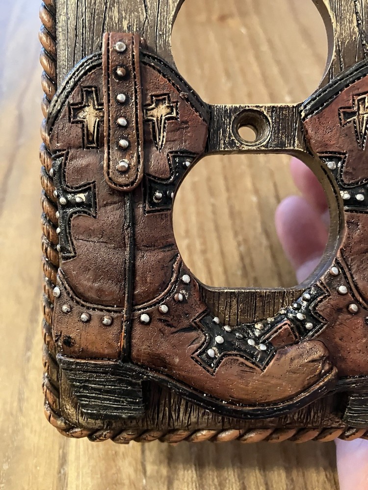 3pc Set 2 Cowboy Boots Ceiling Fan Pulls & Switch Cover