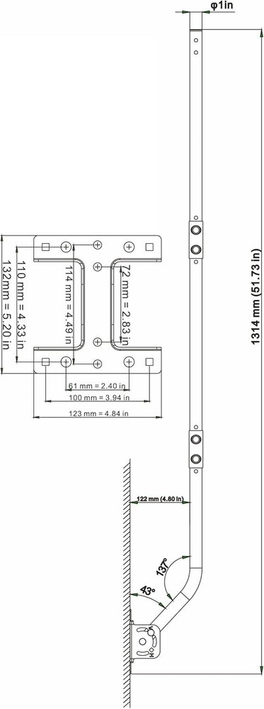 Universal Adjustable Mounting Pole for Antennas - 1" Diameter, Easy Install