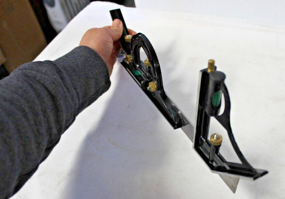 12" Combination Square Adjustable Sliding Ruler & Protractor Level Measure Set