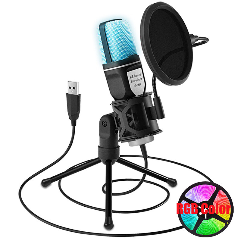 Desktop Condenser Microphone Mic Kit Broadcasting Studio Recording for PC Laptop