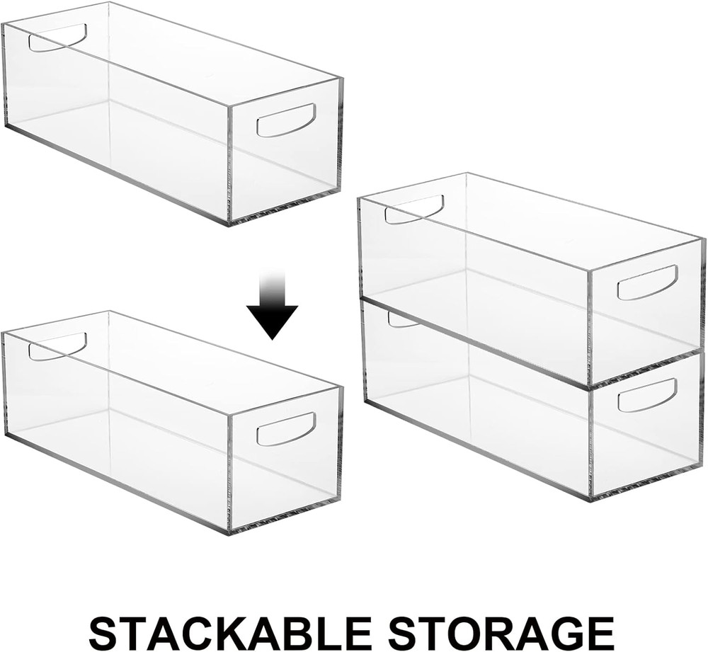 2 Pack Acrylic DVD/CD Storage Box, Clear DVD Holder Case with Handles, Stackable