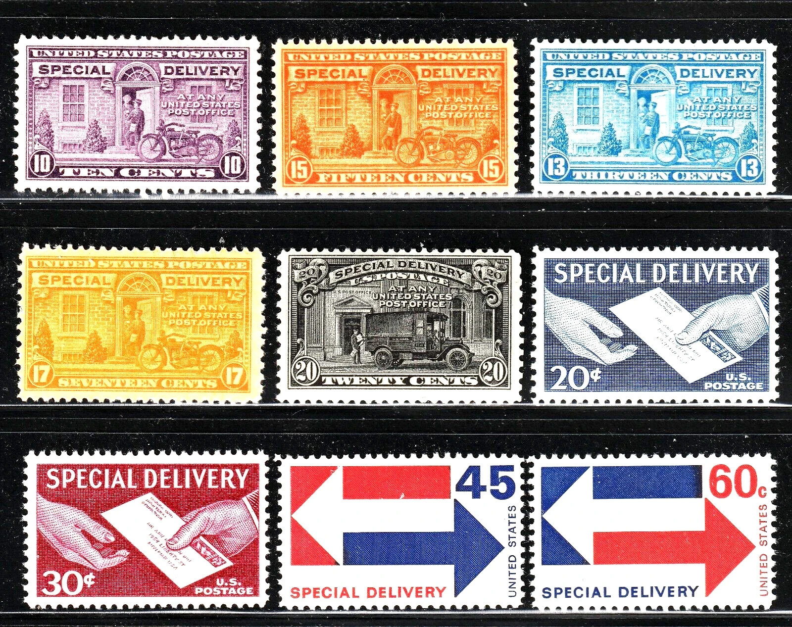 US, #E15-E23 Special Delivery set, MNH