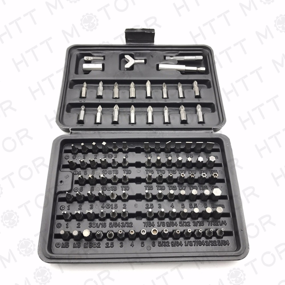100Pcs 1/4" Torx Hex Torq Security Bit Set Tamper Proof Case Screwdrivers Bits