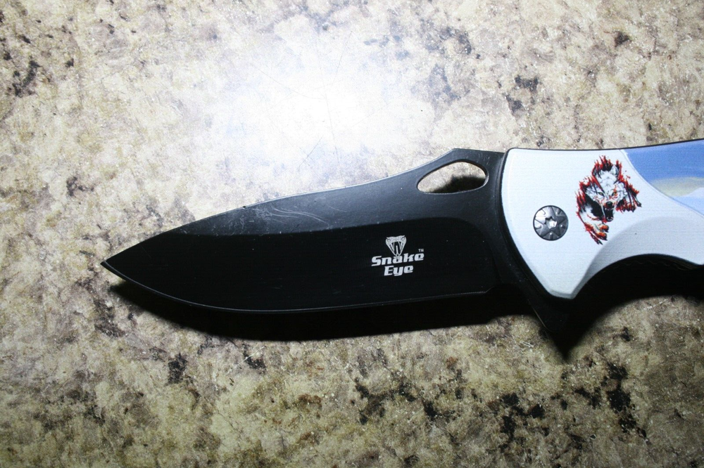 8 1/4" WILDLIFE WHITE WOLF PACK E-Z OPEN TACTICAL Spring Assisted Pocket Knife