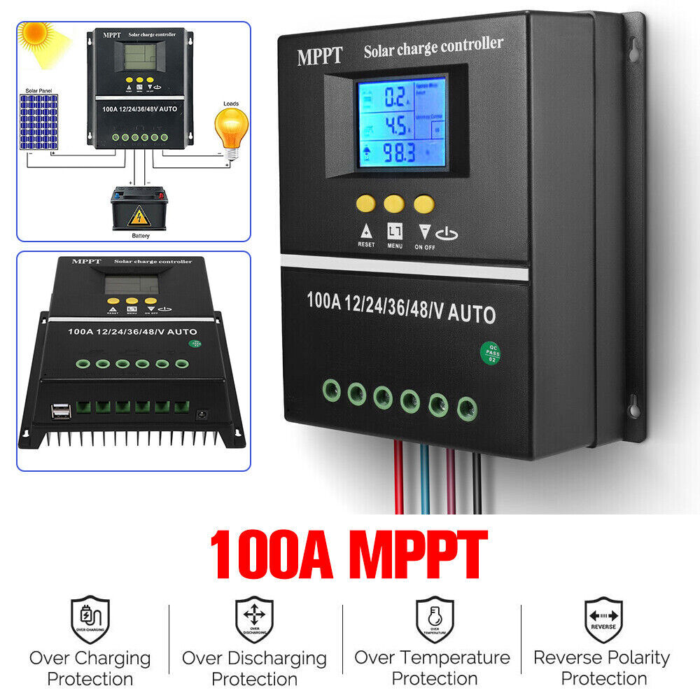 100A MPPT Solar Charge Controller Max 100V Input Dual USB for Lead-Acid/Lithium