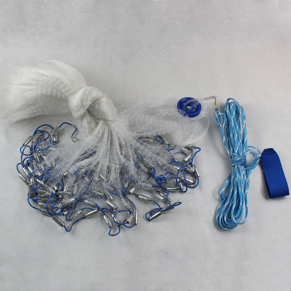 14ft Fishing Cast Net Quick Throw Nylon Mesh Drawstring Chain Bottom Spread
