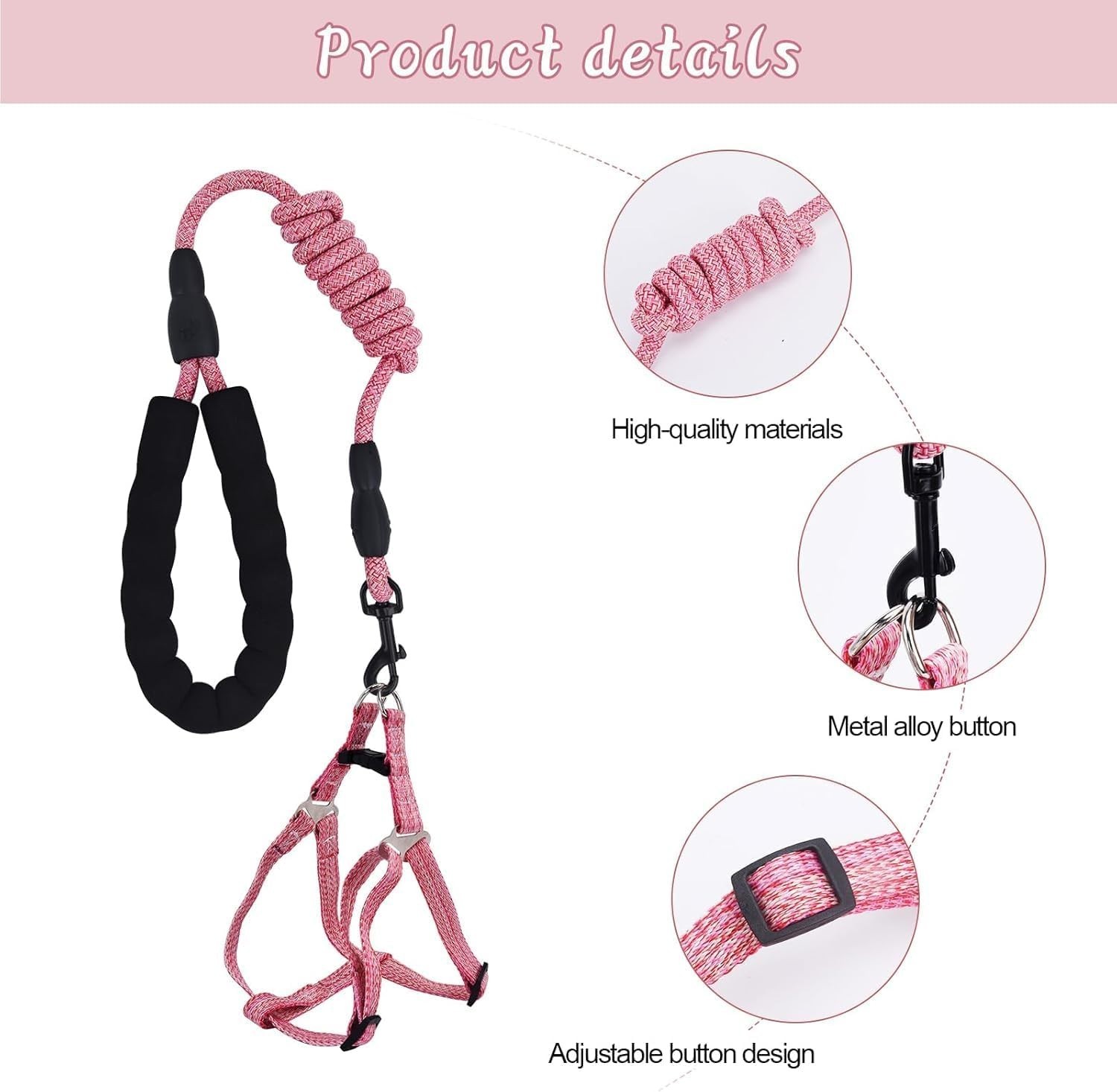 Mini Pig Harness, Adjustable Small Pig Harness with Leash Infinity Style Lead an