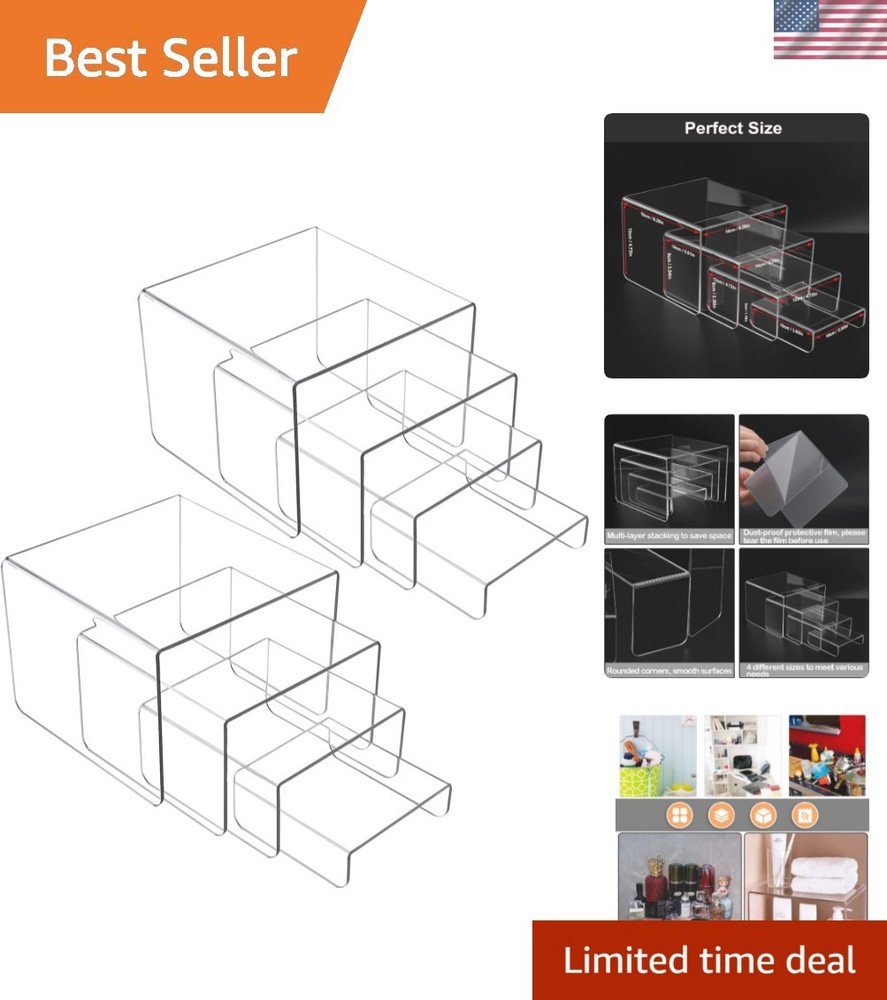Acrylic Risers 8 Pcs, Clear Risers Display Stand, Acrylic Display Risers, Ris...
