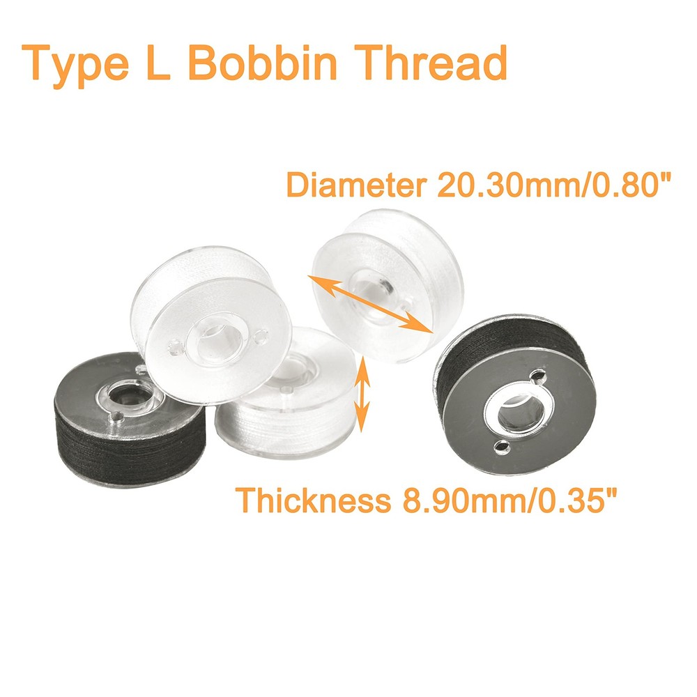 New brothread 144pcs Type L Size SA15596White+48Black Prewound Bobbin Thread