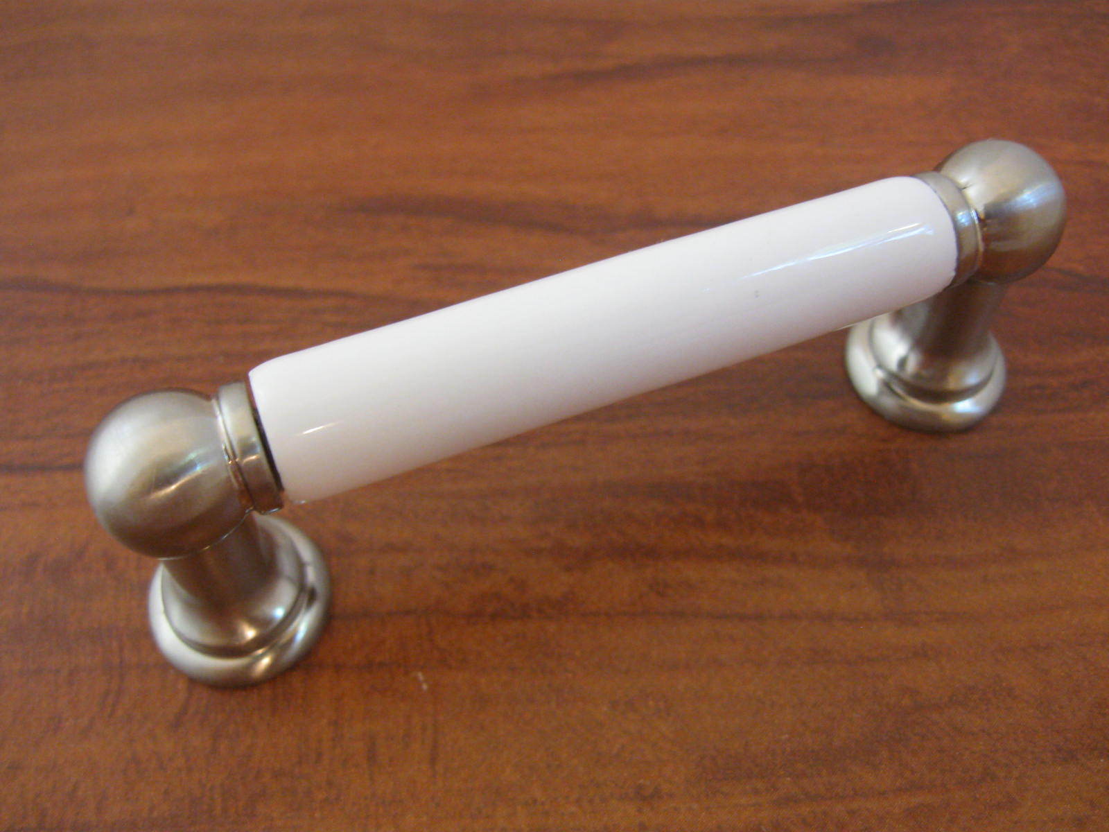 20 Ceramic Pulls Handles Cabinet Hardware Kitchen Dresser Nickel White