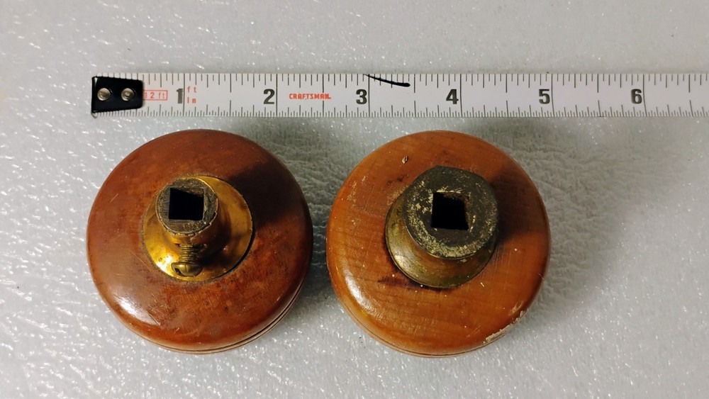 2 Antique Wood Art Deco Door Knobs - different styles