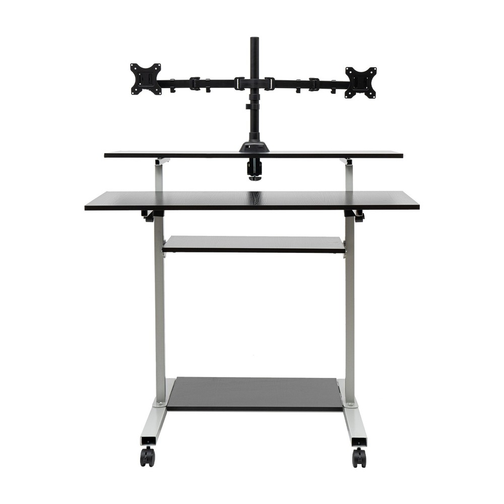 Mobile Standing Desk Adjustable Height Computer Rolling Laptop Cart Work Table