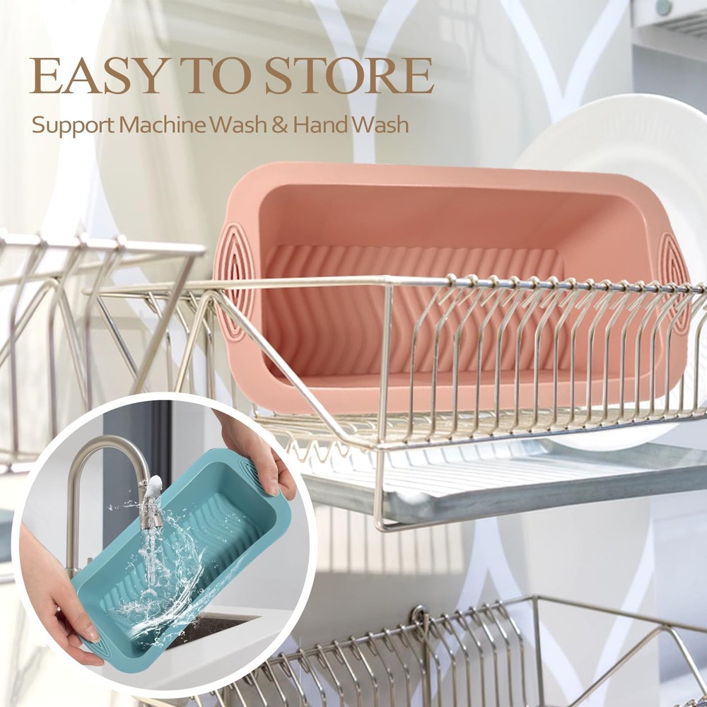 Koolstuffs Silicone Bread Loaf Pan, 2 PCS Rectangular M, Blue and Pink