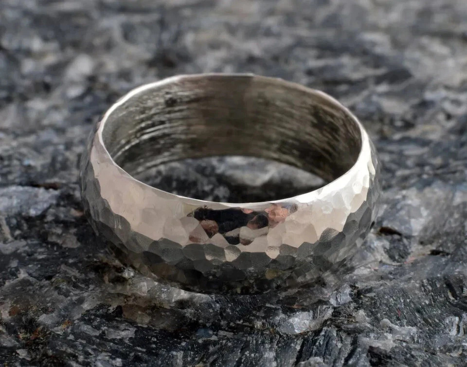 Solid 925 Sterling Silver Hammered Band Ring StatmentRing Handmade Ring All Size