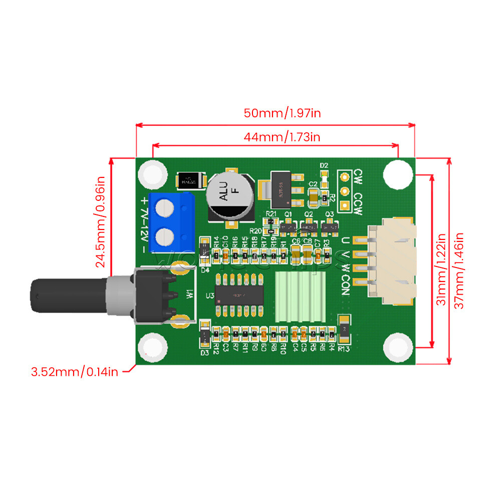 DC7V-12V DC Brushless Motor Driver Board Module Speed Controller + Terminal Wire