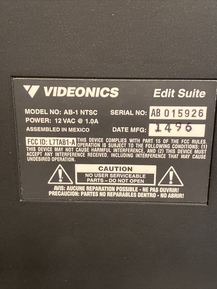 Videonics Edit Suite AB Roll Edit Controller Video Editing Equipment Powers On