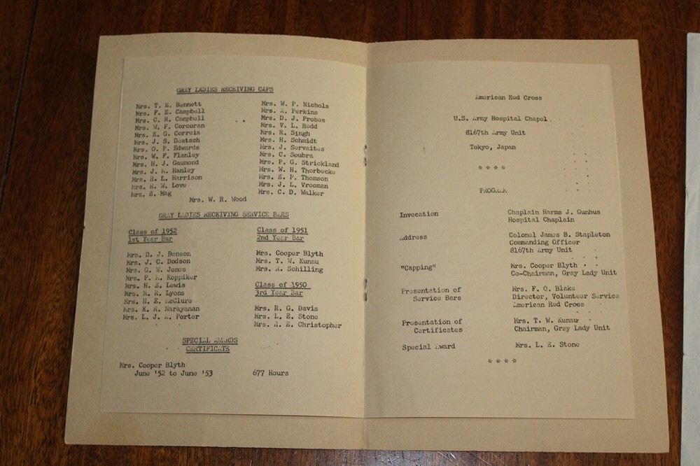 1953 Gray Lady Capping Service Program, Hat, Patches, & Acceptance Letter