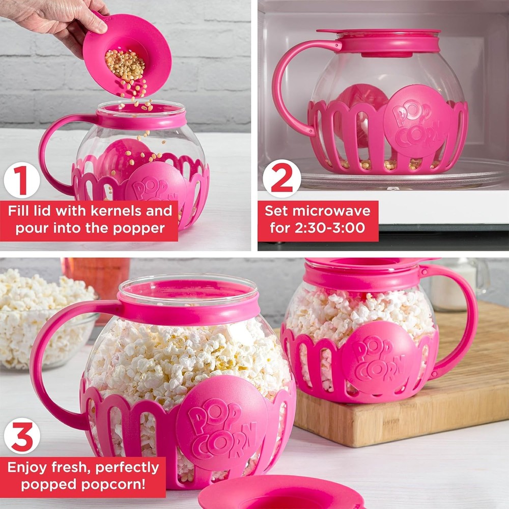 Ecolution Patented Micro-Pop Microwave Popcorn Popper with Temperature Safe Glas