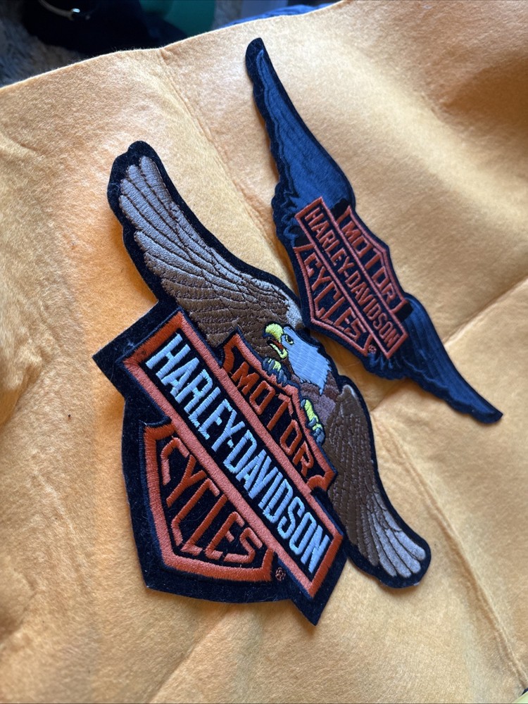 2 Authentic Vtg New Harley-Davidson Patch Wings / eagle Head Down #B