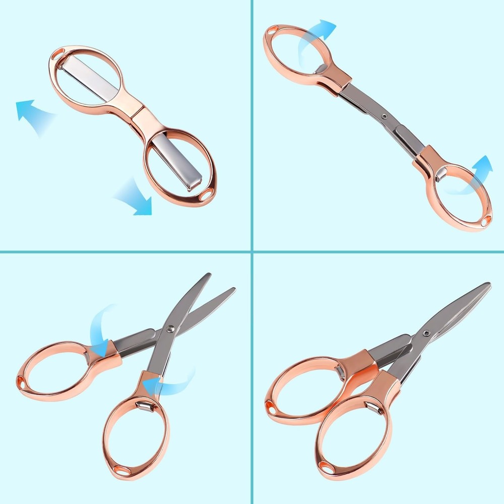 2 Pcs Folding Scissors Safe Foldable Travel Portable Mini Rose Gold