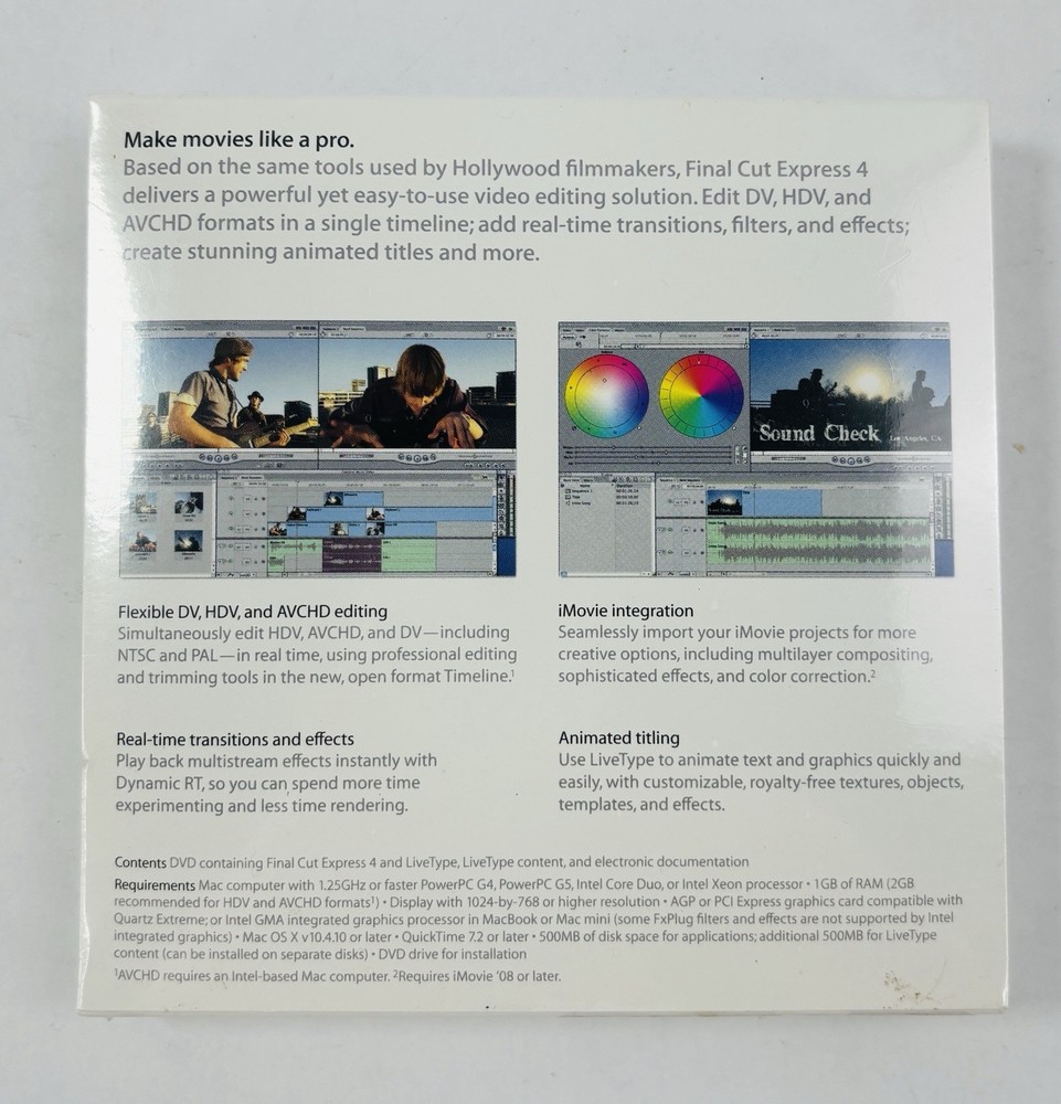 NEW SEALED Apple Final Cut Express 4 Upgrade - Video Editing Software Mac