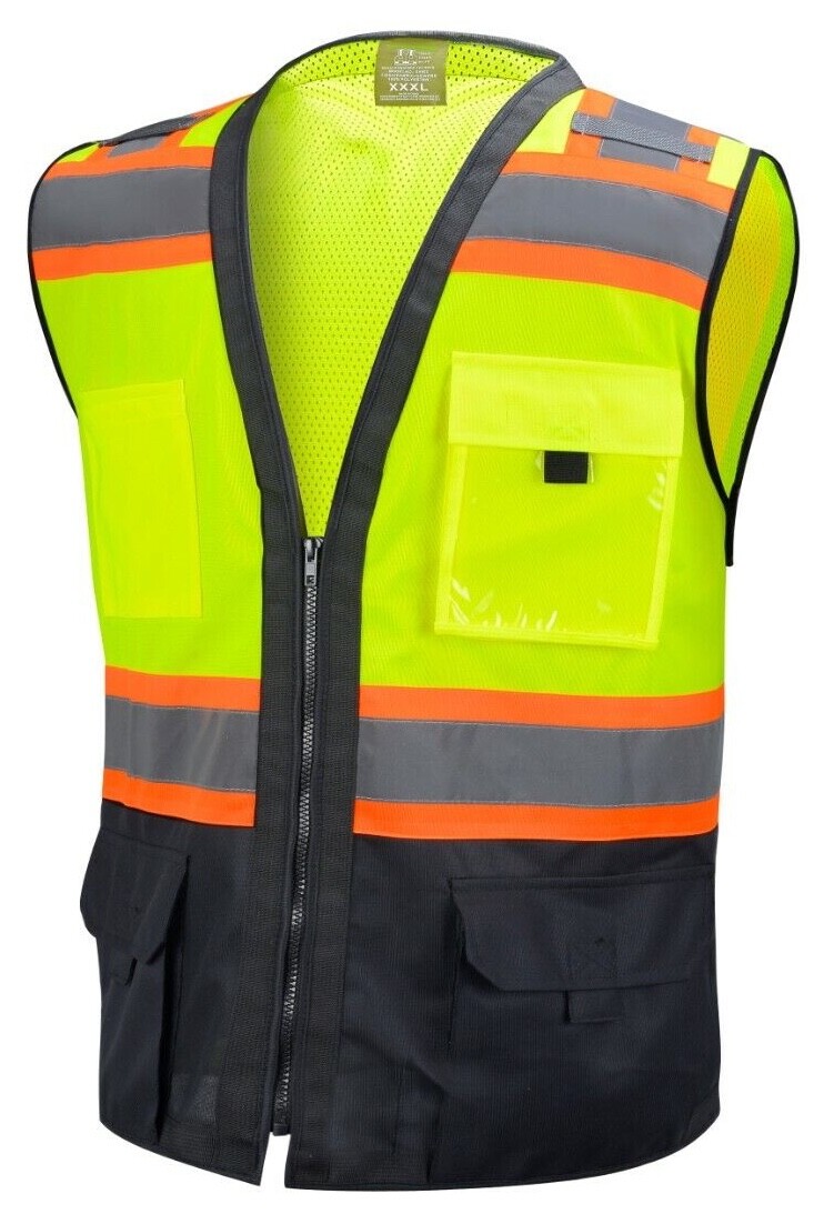 Surveyor Black/ Yellow Two Tones Safety Vest, ANSI/ ISEA  Photo ID Pocket (802)