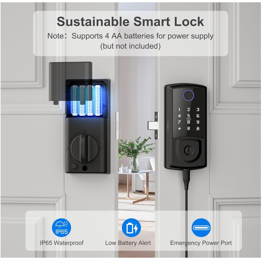 Smart Door Lock, Keyless Entry Security Smart Deadbolt with Touchscreen Keypad