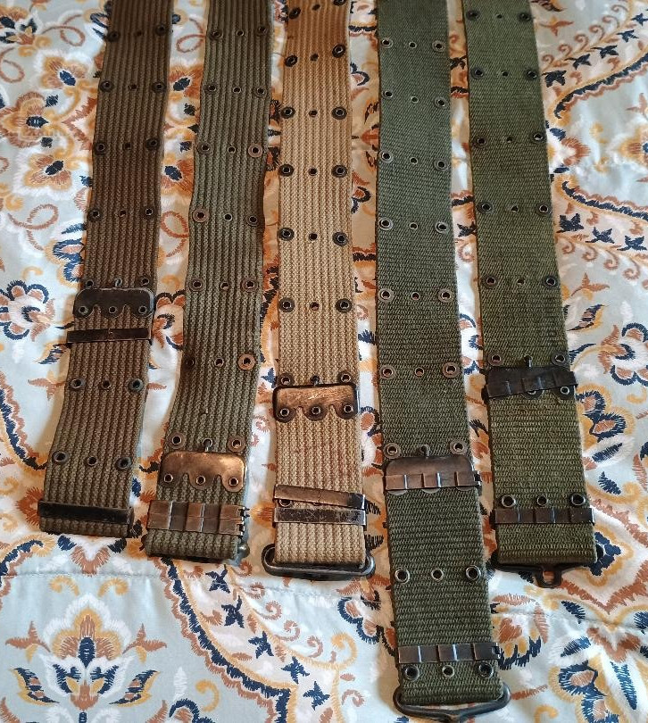 5 US GI PISTOL BELTS NOT ALL THE SAME