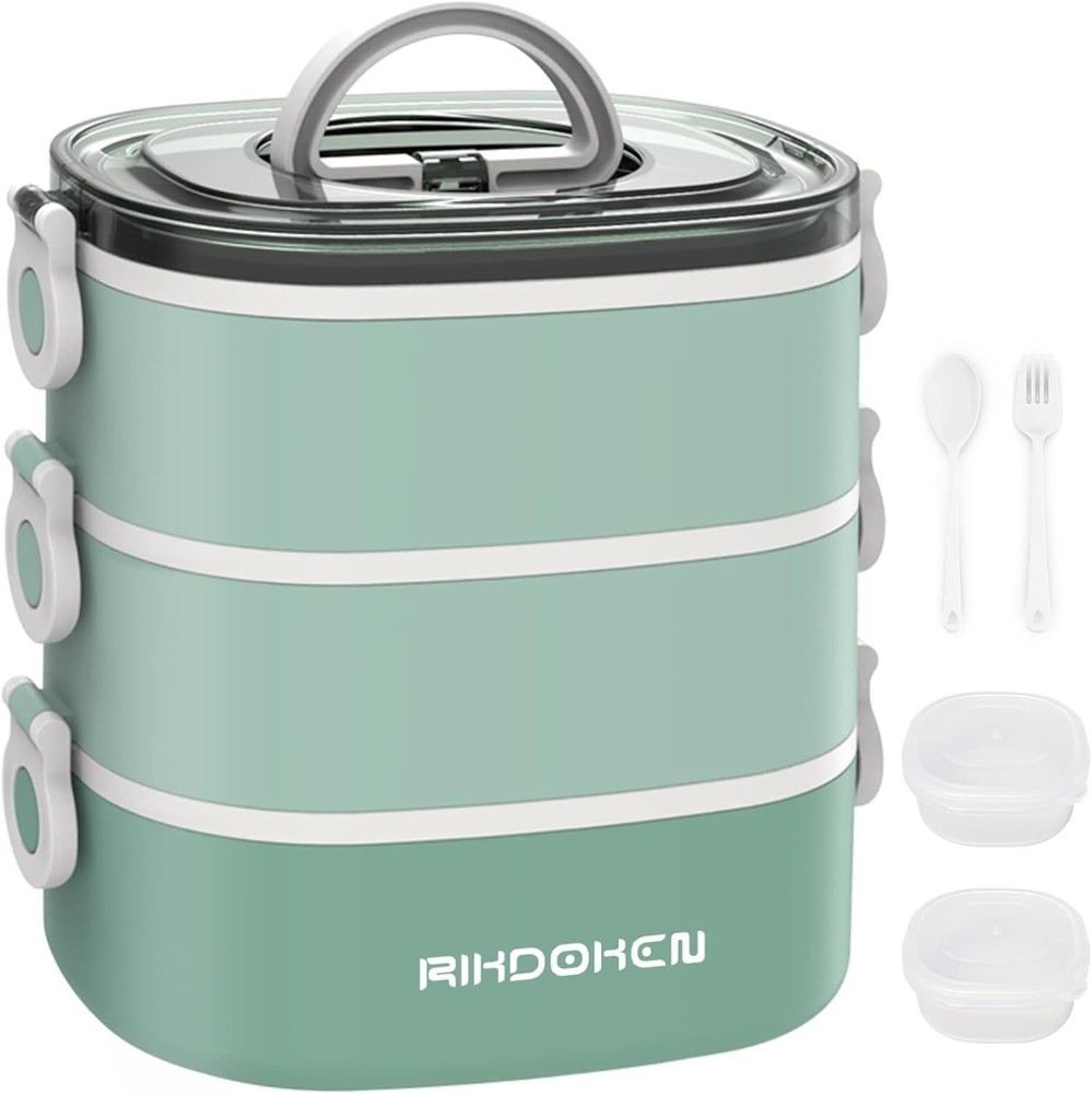 Lunch Box Stackable 3 Layers Containers Portable 94OZ Large Capacity Leakproof