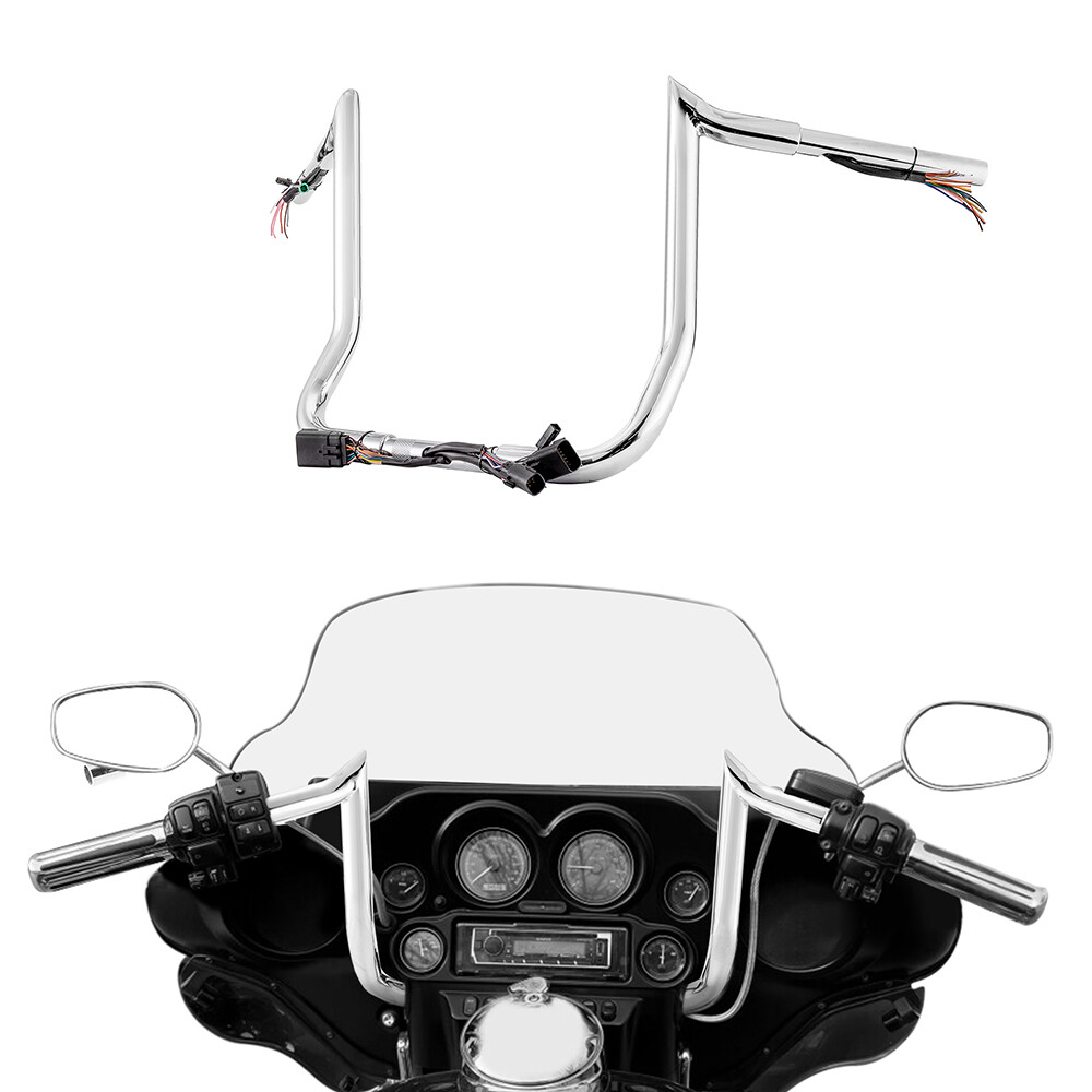 Pre-Wired 12" Meathook Handlebars For Harley Electra Glide Ultra Classic 08-13