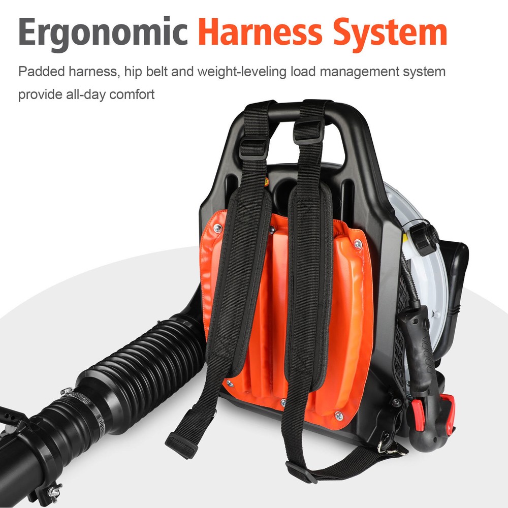 🧡63CC Backpack Gasoline-Powered Leaf Blower Gas Blower 665CFM 2-Stroke Engine