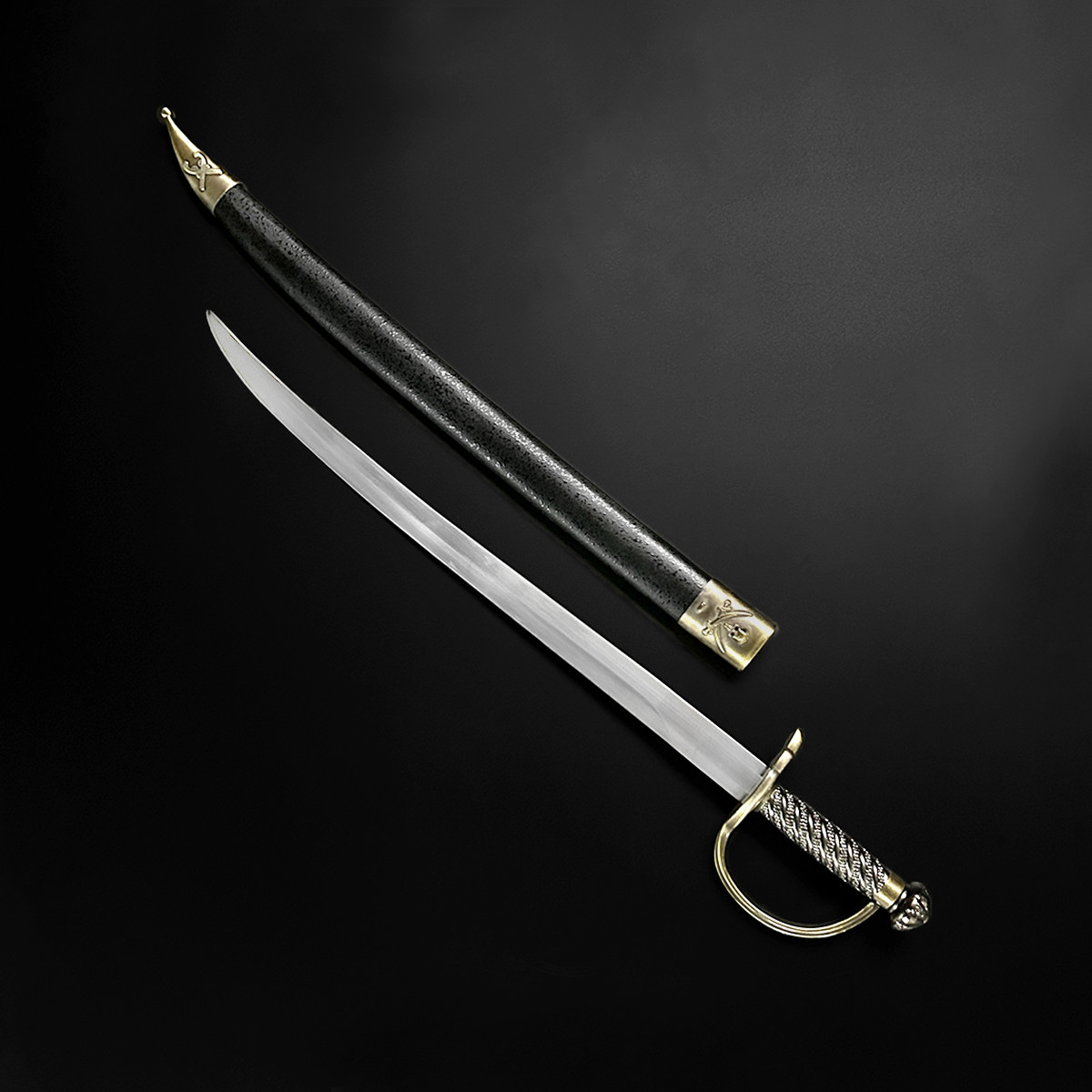 P.S. Caribbean Pirate Sword Pirate Cutlass Saber Sword (Brass Hilt)