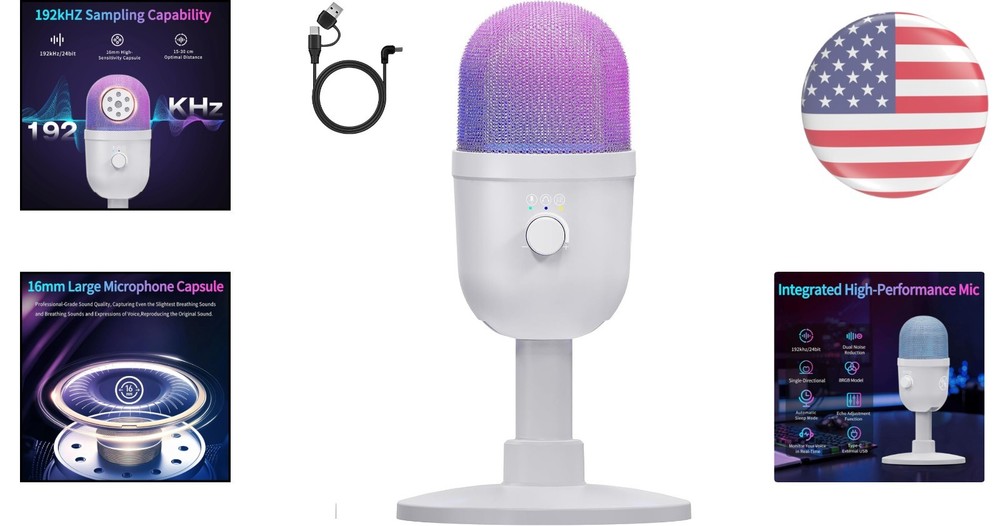 Pro USB Gaming Microphone with Real-Time Control & Advanced Noise Reduction