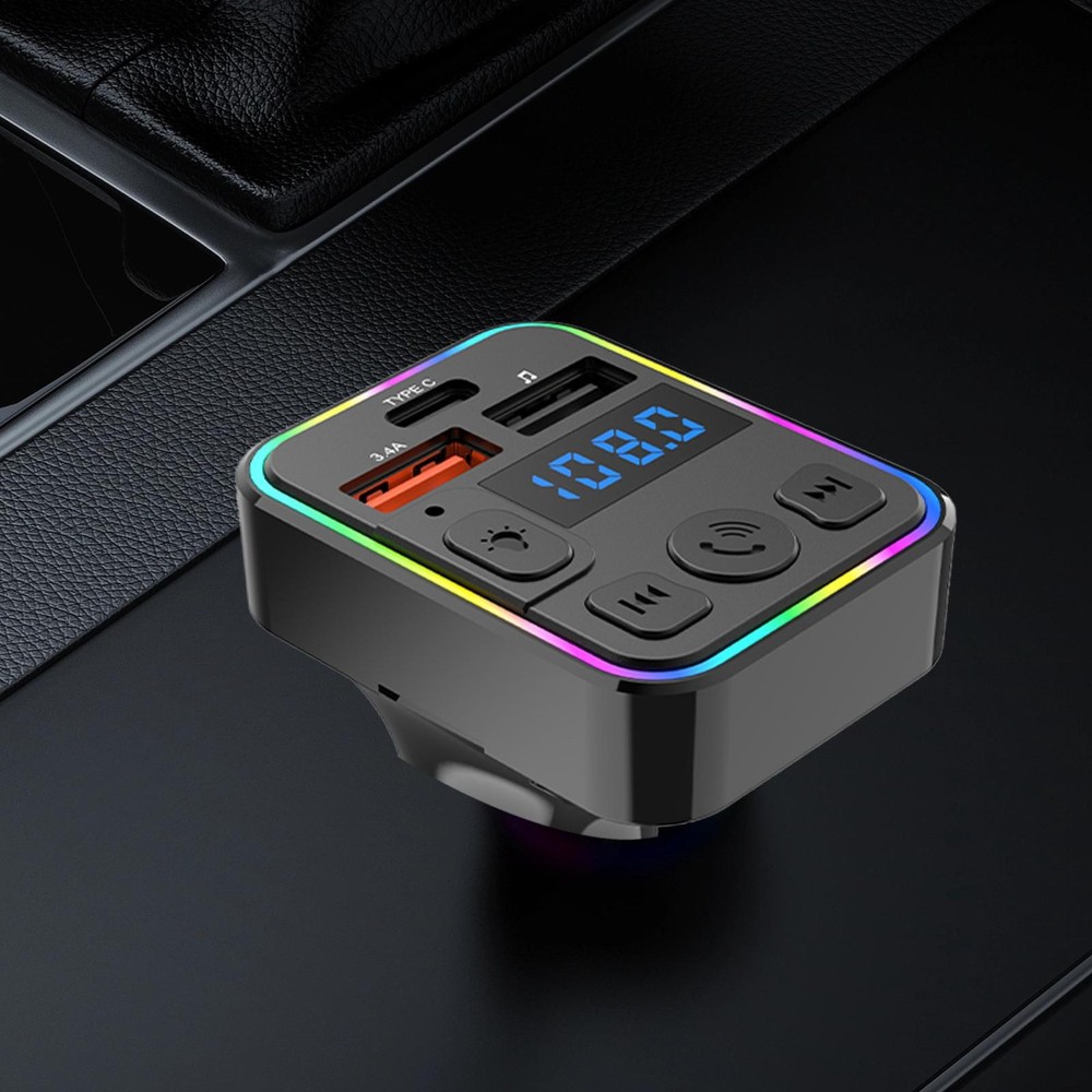 Car Music Adapter MP3 Wireless Transmitter Double USB With Type-C Port