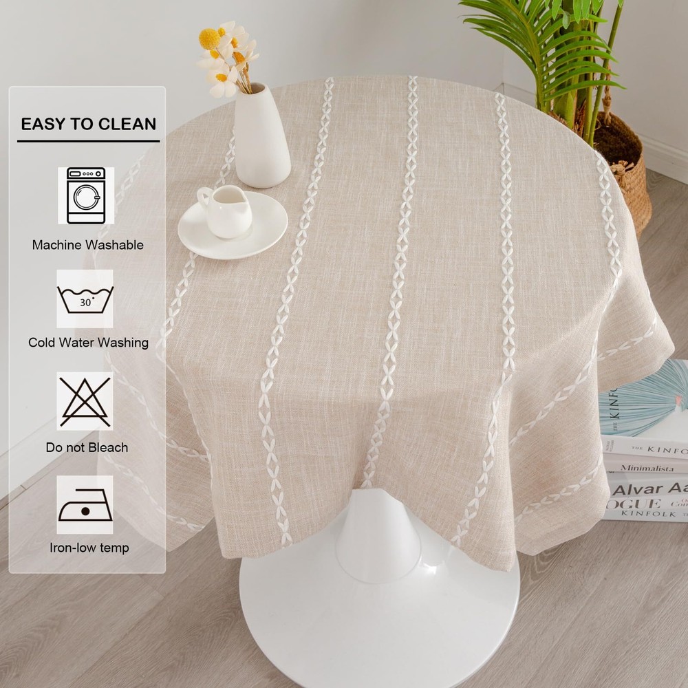 YZKITM Rustic Square Linen Small Tablecloth Washable Wrinkle Resistant Stripe...