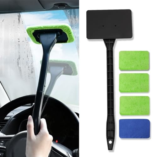 Car Windshield Cleaning Tool, Microfiber Window Cleaner with 4 Washable and