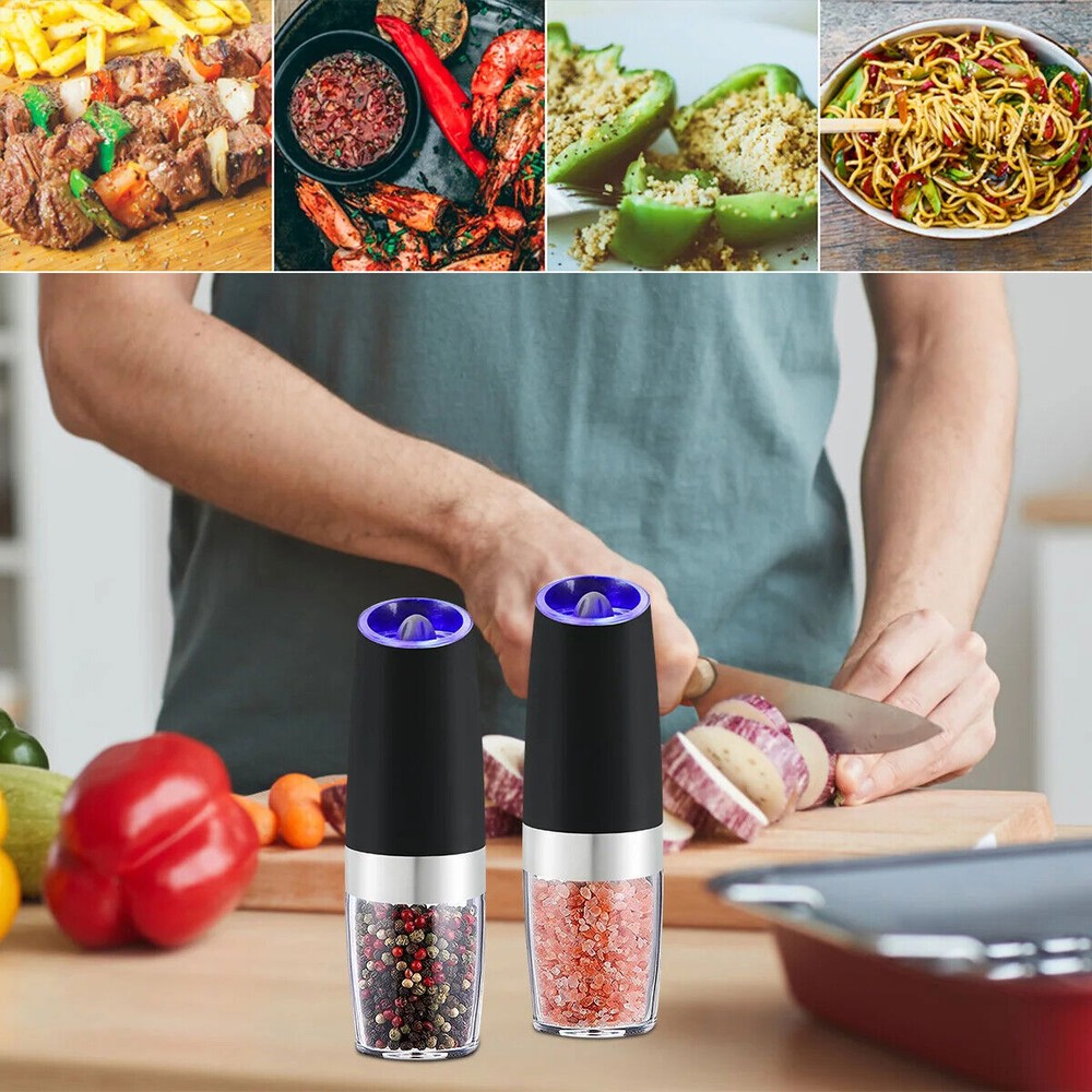 Electric Salt and Pepper Grinder Set, Automatic, Adjustable, Gift, 2 Pack