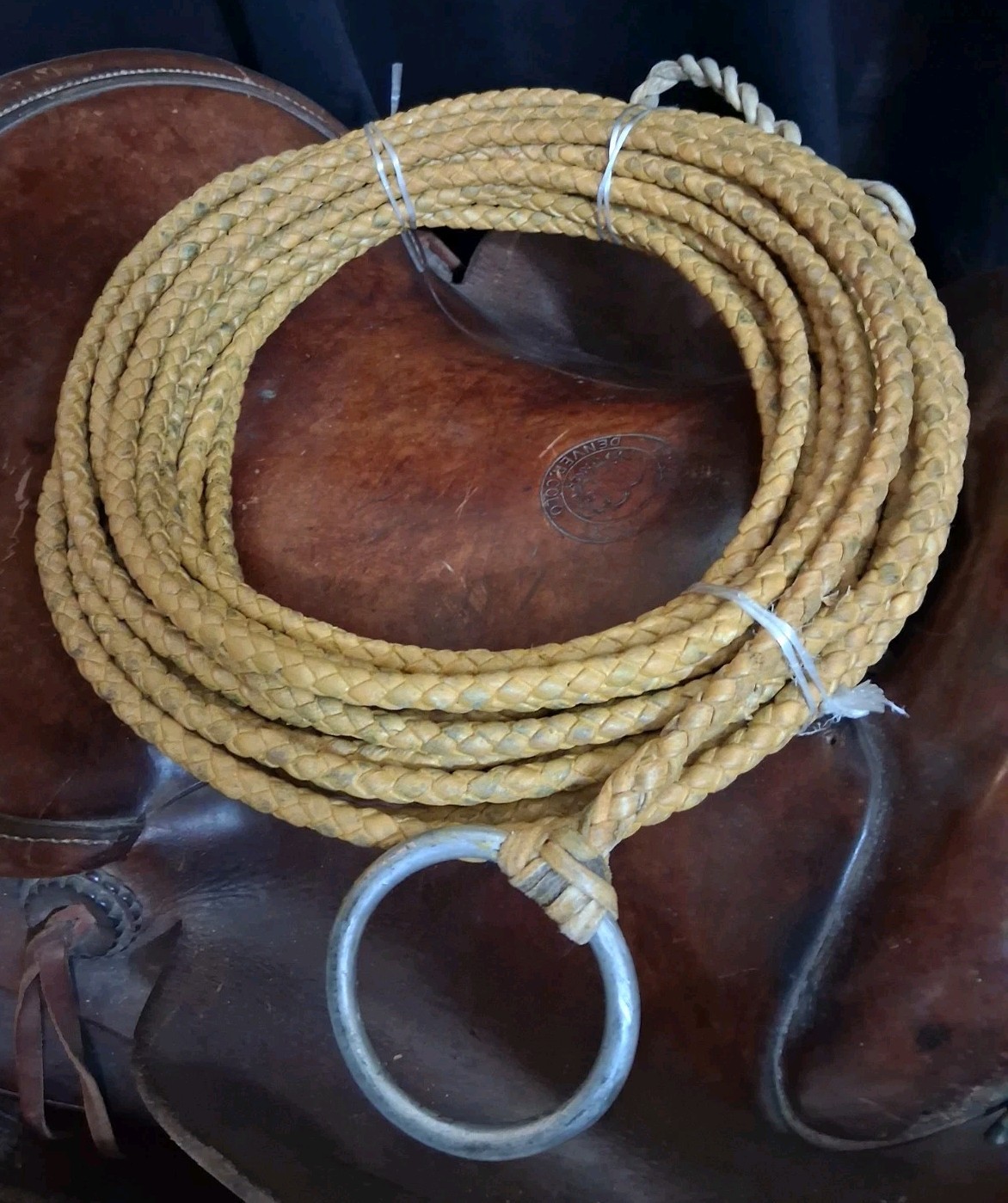 Vintage Rawhide Leather Riata Lariat Lasso