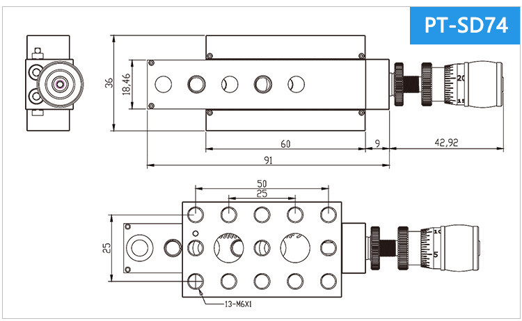 Single Axis High-Precision Manual Linear Stage Displacement Translation Platform