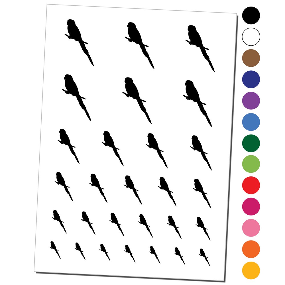 Parakeet on Branch Bird Solid Temporary Tattoo Water Resistant Set Collection
