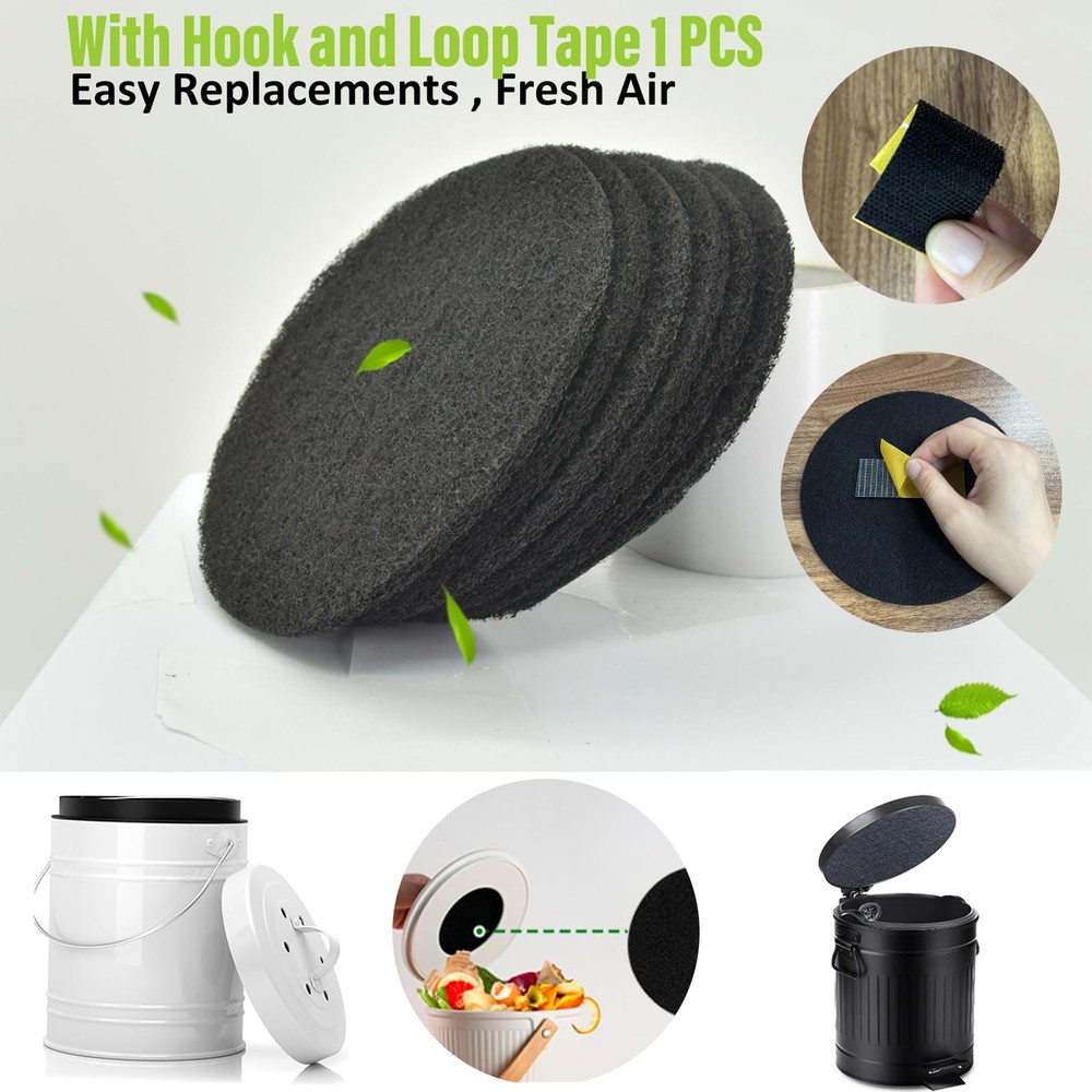 6.7 inch Kitchen Compost Bin Charcoal Filter Replacements, 12 Pack Compost Pa...